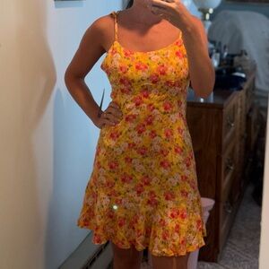 Wild Fable Orange Pink Ruffled Tiered Sundress